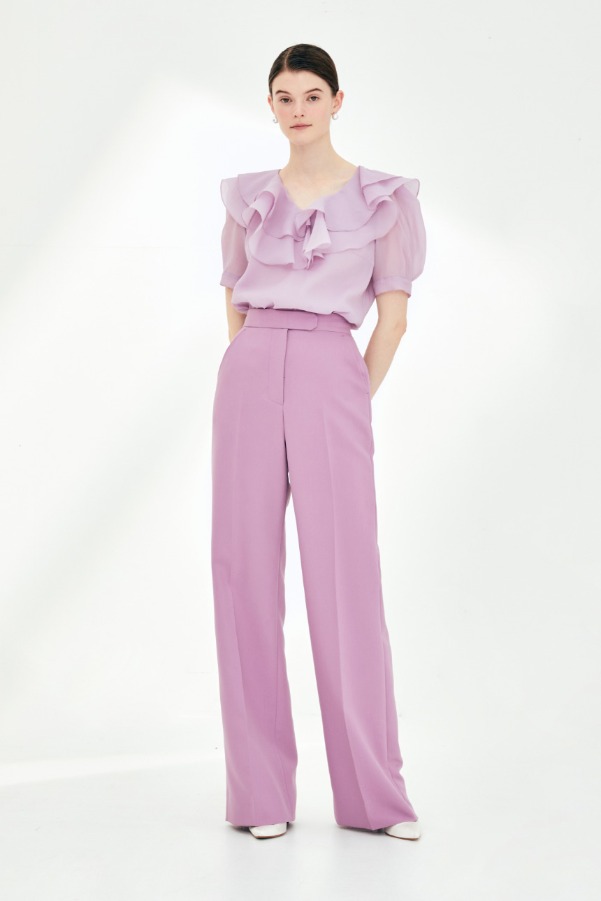 HARPER Semi wide trousers (Lavender)