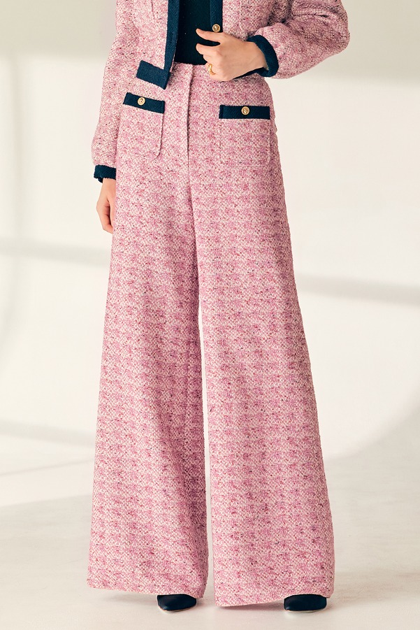 LUCIA Wide tweed trousers (Lavender pink)