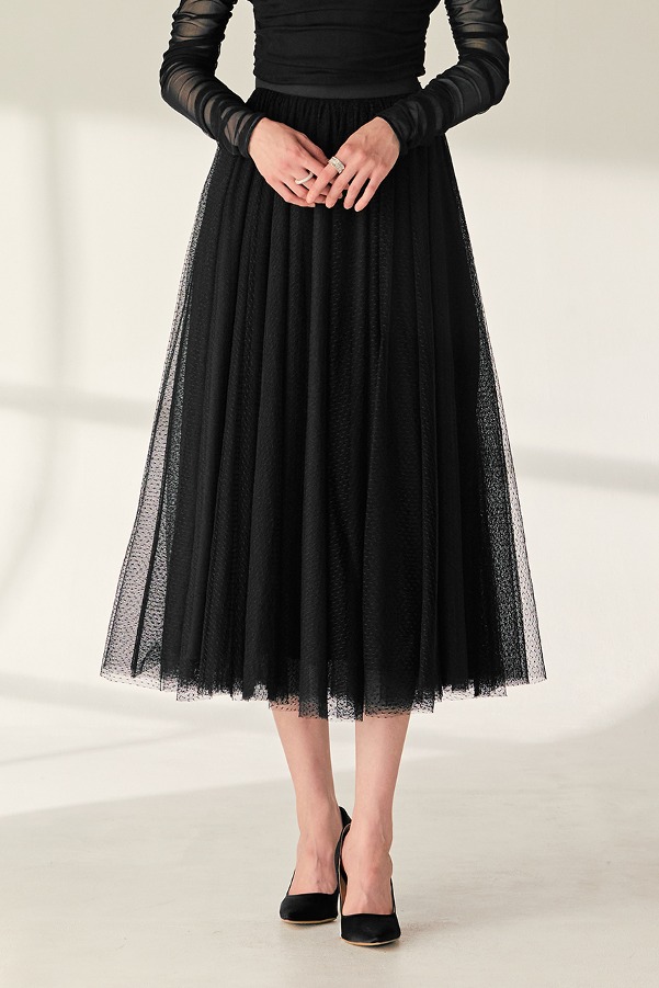 VIVIAN Tulle long skirt (Black)