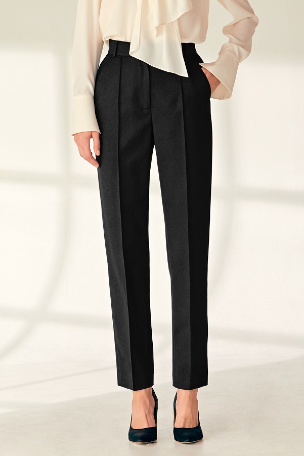 MICHOLE Cigarette wool trousers (Black)